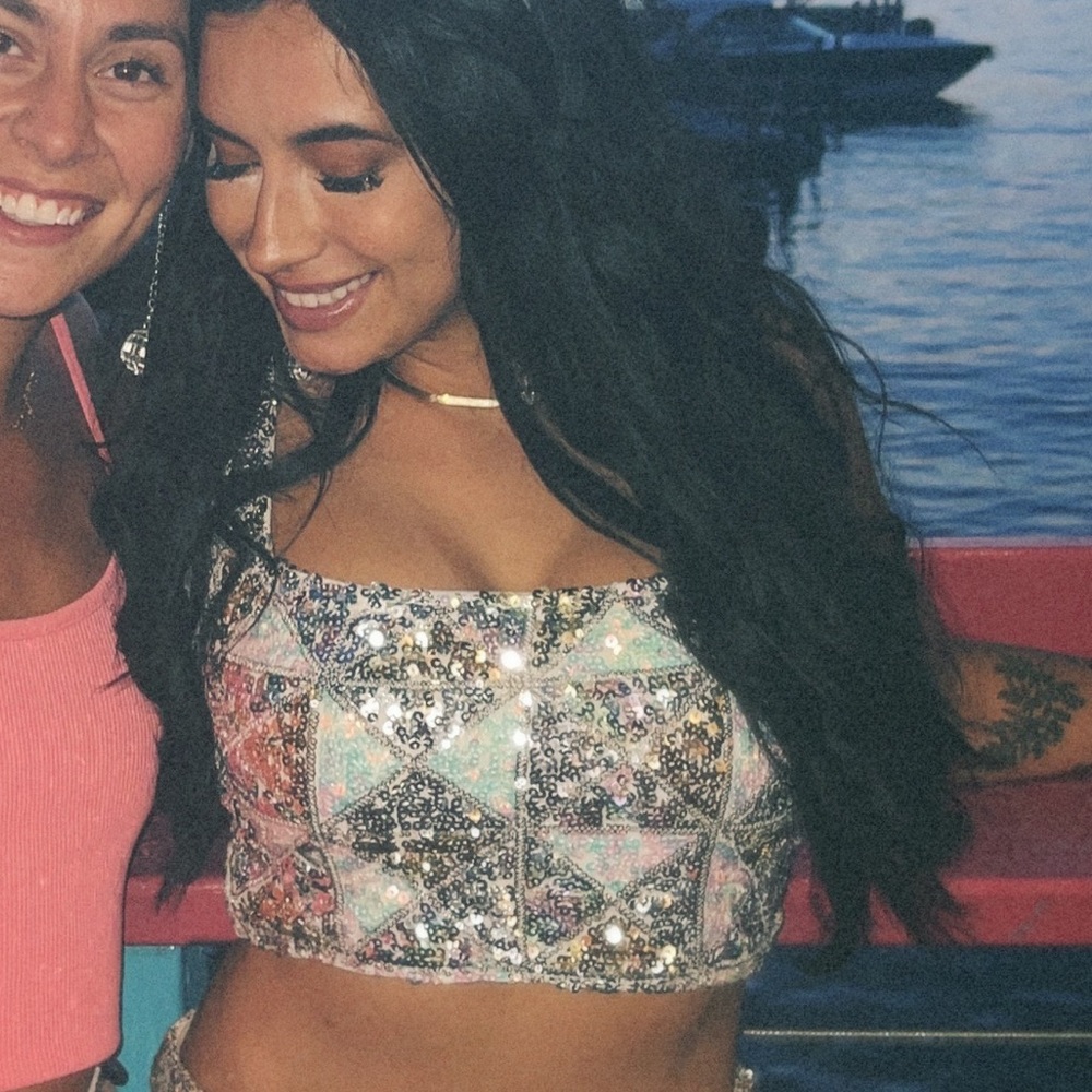 Club London Sparkly sequins crop top, eras tour/Barbie outfit!